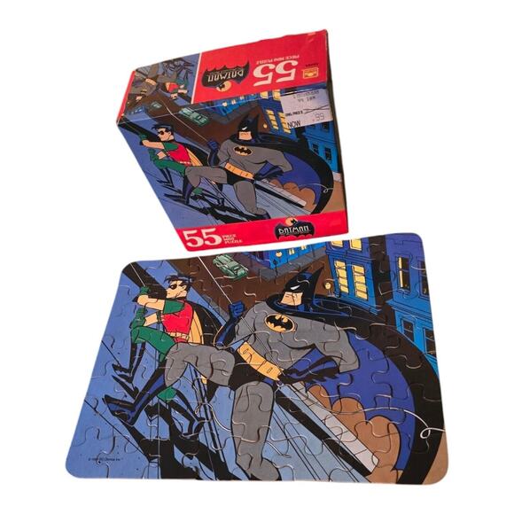 Vintage Batman Robin Animated Series 55 Piece Mini Puzzle by Golden 1993 - Picture 1 of 3